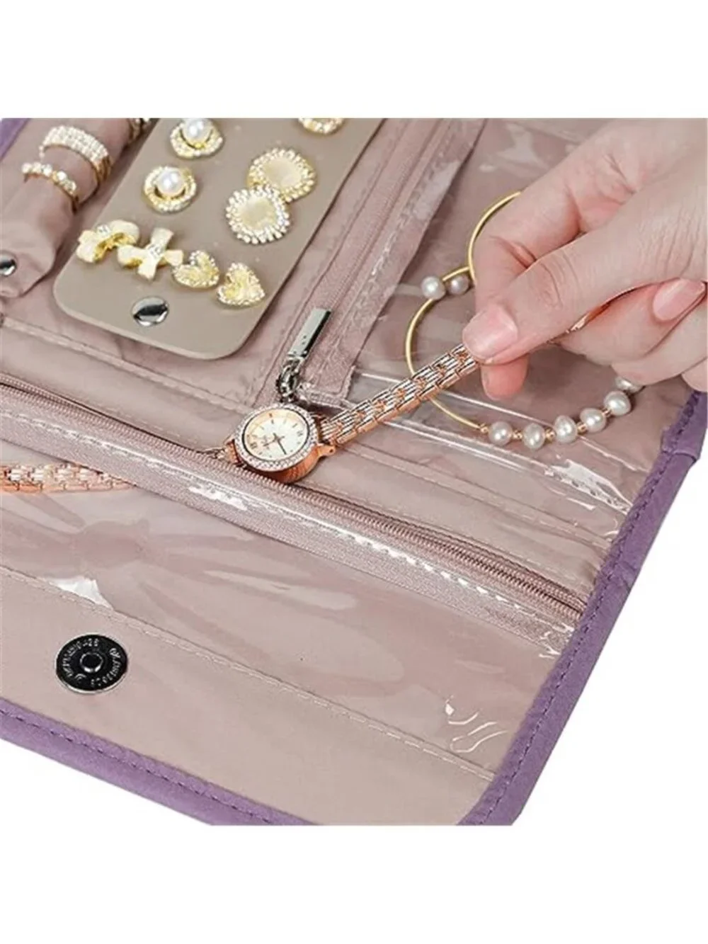 Travel Jewelry Organizer Case Necklace Ring Earring Storage Roll Pouch Bag